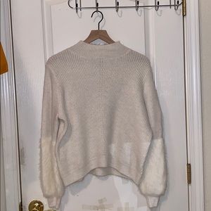 Fuzzy sleeve sweater